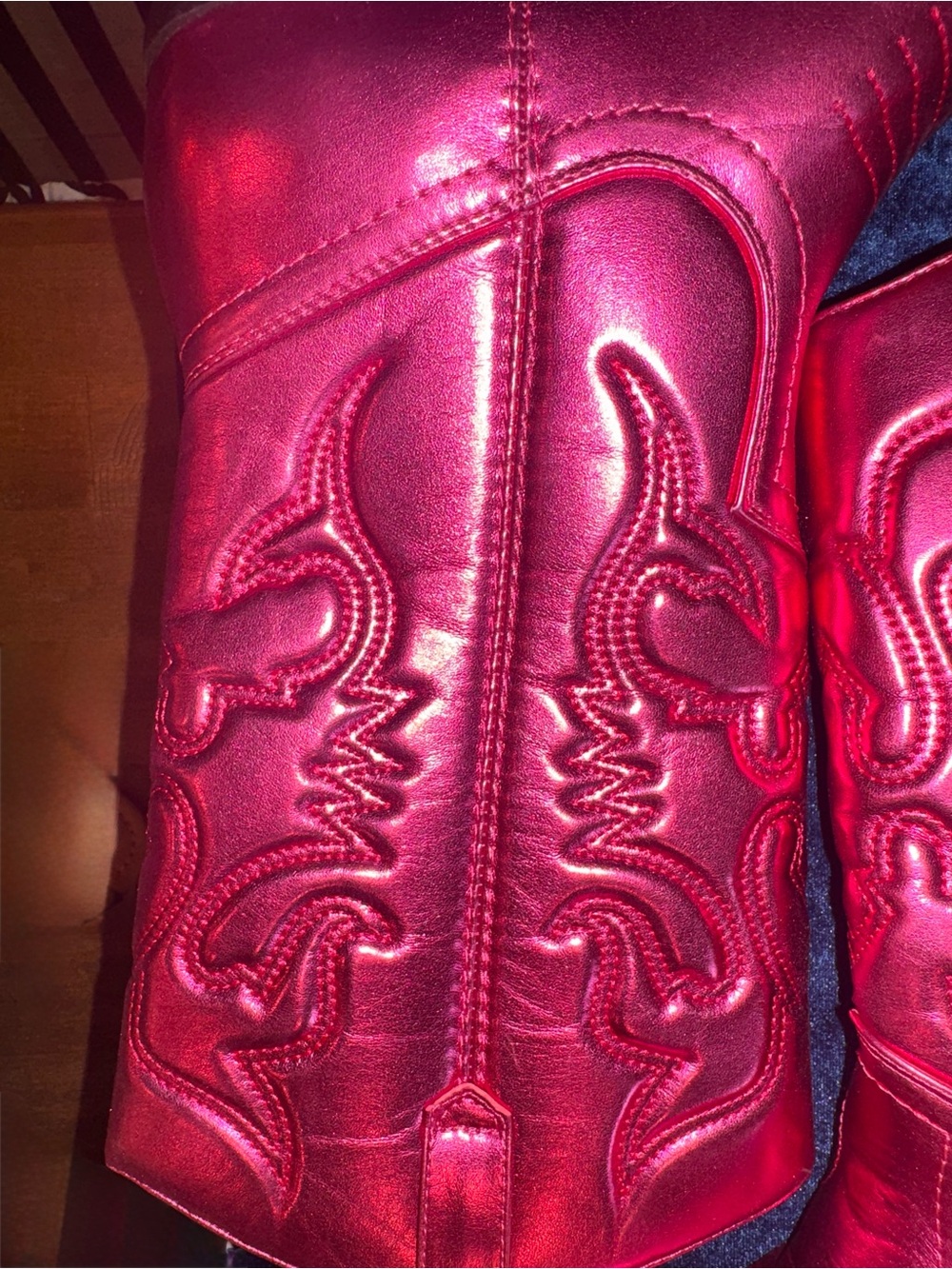 Soda Metallic Fuchsia Western Heeled Boots - Picture 5 of 7